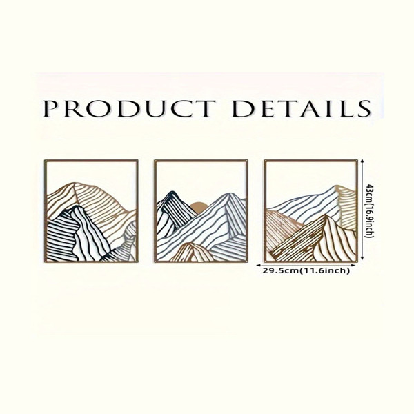 3pcs/aet Minimalist Mountain Landscape Metal Wall Art: Square Hollow-Out Panels, Mesmerizing Modern Home Decor for Living Room-Tracking numbers are not updated on Sundays