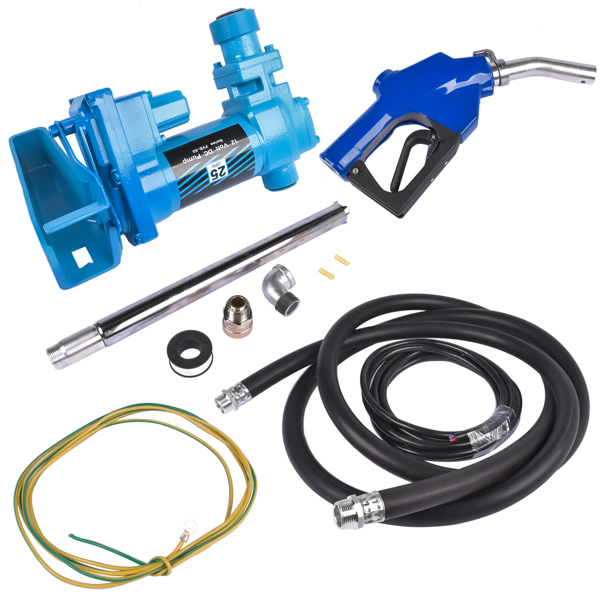 High Flow DC Fuel Pump 12 Volt with Automatic Nozzle for Gasoline Kerosene-Blue 