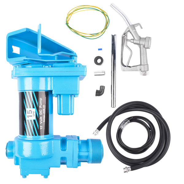 抽油泵 Fuel Transfer Pump Cast Iron Heavy Duty Pump 12V 15GPM for Diesel Biodiesel Blue-8