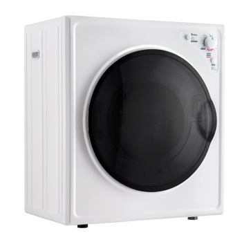 GYJ40-168C5 Compact portable Household clothes Dryer 2.6CUFT with Stainless Steel Drum White 120V 1400W MECHANICAL Control