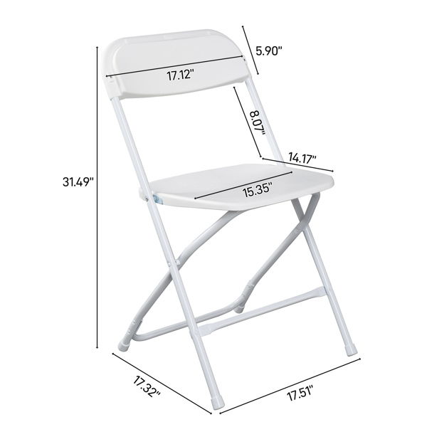 10pcs Injection Molding Classic Garden Plastic Folding Chair White