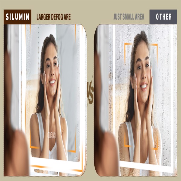 浴室化妆镜，带墙壁照明智能LED 32×24框架化妆镜，适用于水槽上方可调光3色温度防雾记忆功能垂直和水平【周末不发货，TK/TEMU订单仅支持自提】-7