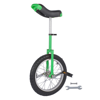 Height Adjustable Unicycle, 16 Inch Wheel Monocycle for Balance Exercise, Easy Assembly Singe Wheel Cycle for Circus Performance, Outdoor Fitness (Green)