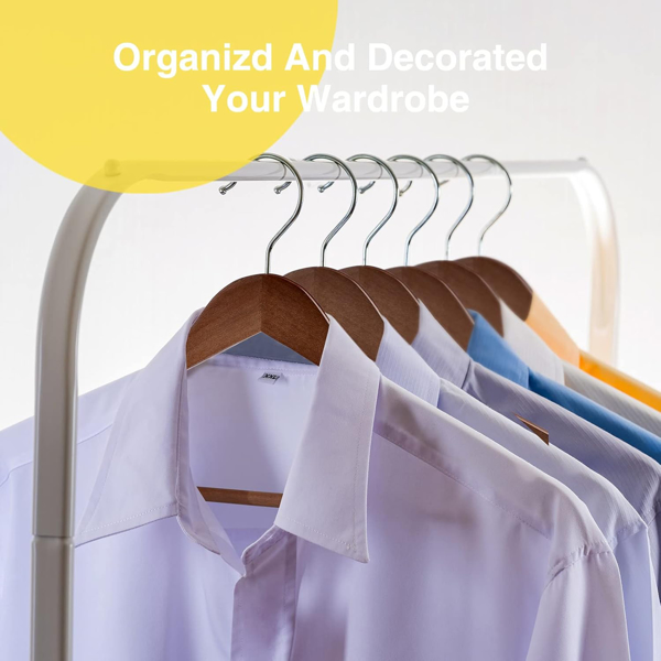 20 - Pack Walnut Wood Hangers: Heavy - Duty, Non - Slip, Ideal for Suits, Jeans & Shirts - Space - Saving Closet Organizers