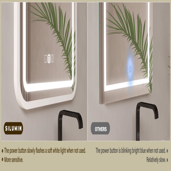 浴室化妆镜，带墙壁照明智能LED 32×24框架化妆镜，适用于水槽上方可调光3色温度防雾记忆功能垂直和水平【周末不发货，TK/TEMU订单仅支持自提】-10