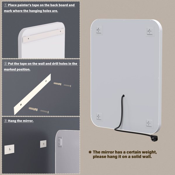 浴室化妆镜，带墙壁照明智能LED 32×24框架化妆镜，适用于水槽上方可调光3色温度防雾记忆功能垂直和水平【周末不发货，TK/TEMU订单仅支持自提】-6