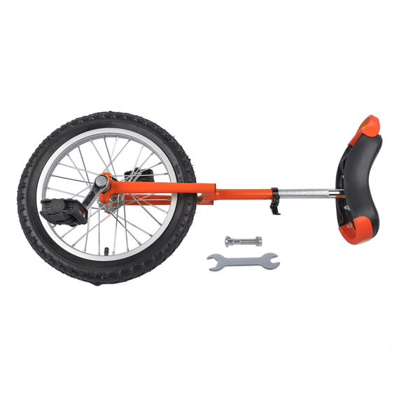 Height Adjustable Unicycle, 16 Inch Wheel Monocycle for Balance Exercise, Easy Assembly Singe Wheel Cycle for Circus Performance, Outdoor Fitness (Orange)