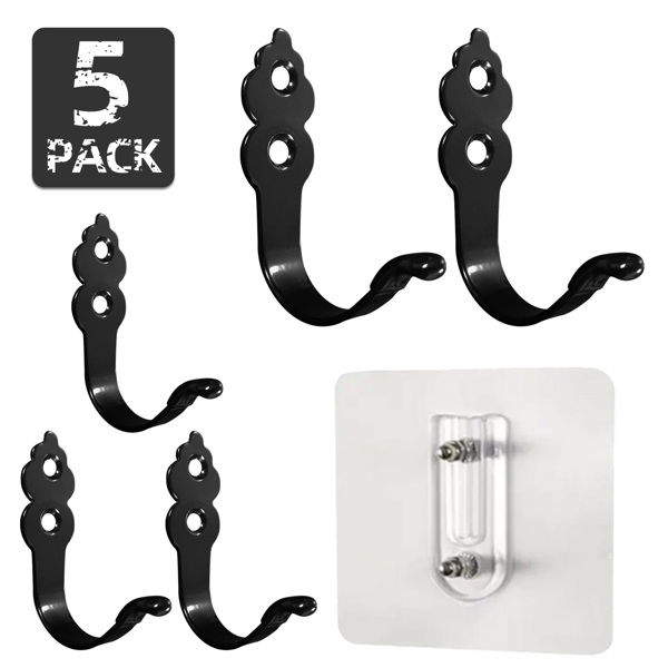 Hanging hooks for clothes, hats, small items in the bathroom, hotel kitchen, with no need for drilling. Decorative Huacu-shaped hooks