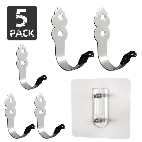 Hanging hooks for clothes, hats, small items in the bathroom, hotel kitchen, with no need for drilling. Decorative Huacu-shaped hooks