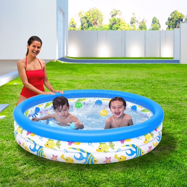 Inflatable Pool ,48x10” Inflatable Swimming Pool Blow Up Family Pool For 2 Kids Foldable Swim Ball Pool Center w/ 3 Velvets Water Drain Plug For Indoor Backyard Beach