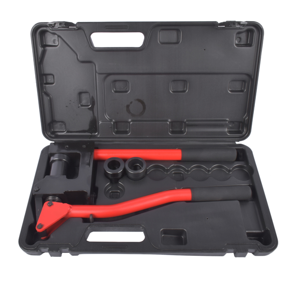 Red Manual Knockout Hole Punch Driver Kits Lever Sheet Metal Stud Punch with Dies for Pipe Sizes 7/8", 1-1/8", 1-11/32"