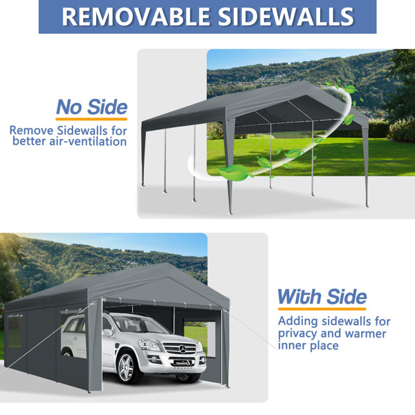 12x20 ft Carport Car Port Canopy Grey