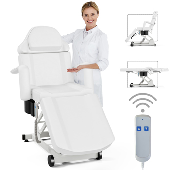 Electric Tattoo Chair Esthetician Bed, Lash Chair for Eyelash, Facial Bed Spa Massage Table for Beauty Microblading, Wax, White