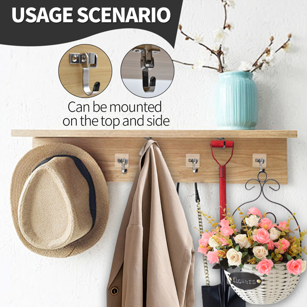 Stainless steel dual-purpose movable side-mounted top-loading hook for bathroom and kitchen load-bearing hook
