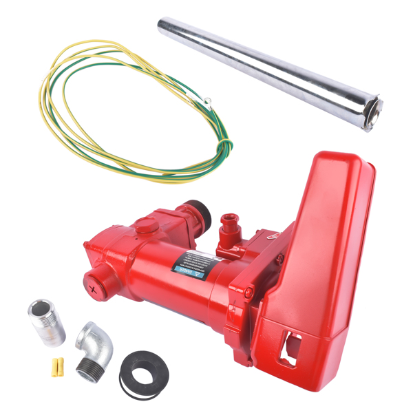抽油泵 Red High Flow Fuel Transfer Pump 12V 25GPM with Auto Nozzle Heavy Duty Cast Iron-6