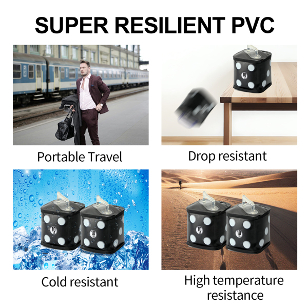 旅行哑铃，注水哑铃套装，趣味骰子风格健身哑铃一对（20磅），便携式可折叠健身器材，适用于力量训练、核心训练和塑形-5