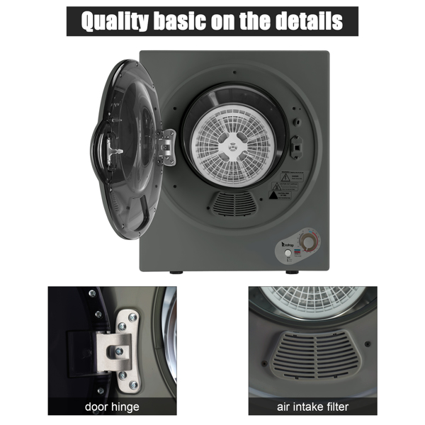 GYJ25-78G2 Compact Portable Household clothes Dryer 2.5KG 1.6cuft with Stainless Steel Drum Black and White 120V MECHANICAL Control ETL Certification