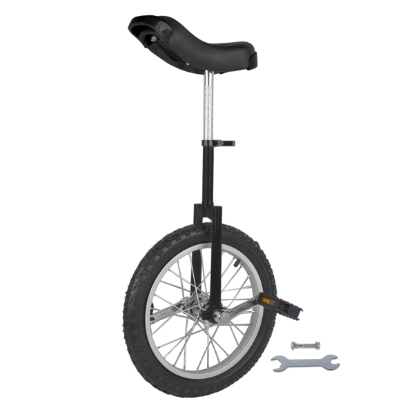 Height Adjustable Unicycle, 16 Inch Wheel Monocycle for Balance Exercise, Easy Assembly Singe Wheel Cycle for Circus Performance, Outdoor Fitness (Black)