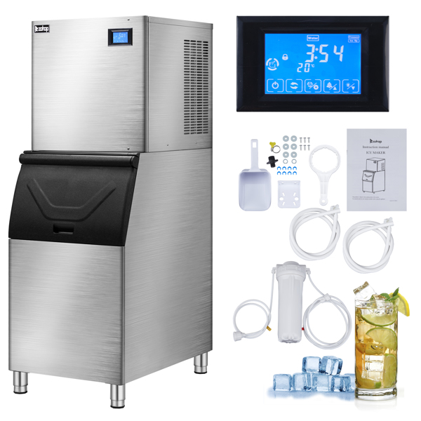 美规 BT-550主机 120V 700W 550lbs/250kg/24h 制冰机 银色 不锈钢 液晶显示屏/13*14铜冰格 商用-23