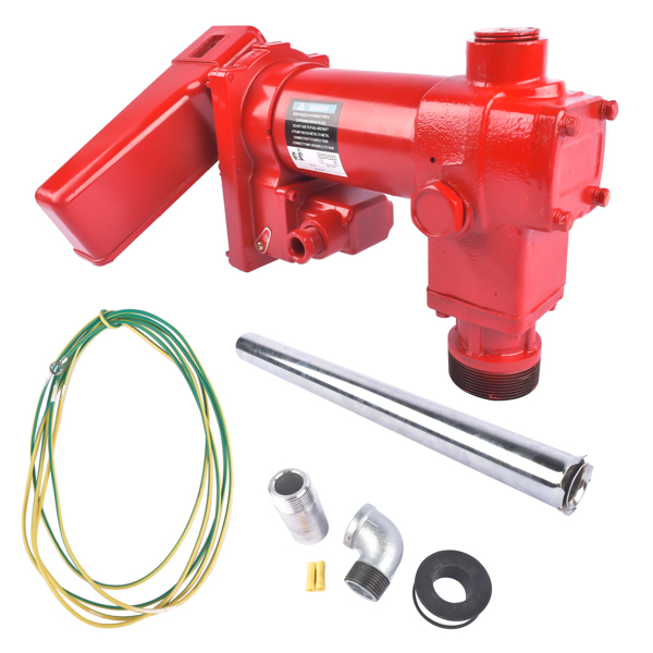 抽油泵 Red High Flow Fuel Transfer Pump 12V 25GPM with Auto Nozzle Heavy Duty Cast Iron-9