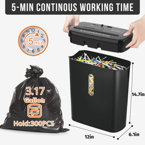 10 张条形切纸碎纸机，P-2 安全级别，带 3.17 加仑纸篓，CD 和信用卡碎纸机 - 耐用、快速 - 防卡纸系统 - 通过ETL 认证的家庭办公碎纸-2