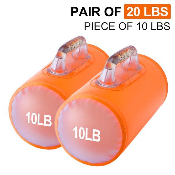 水哑铃套装，可调节重量哑铃，便携式训练器材，20磅/对，可折叠健身配件，举重水袋，适用于力量训练、塑形和肌肉锻炼-2