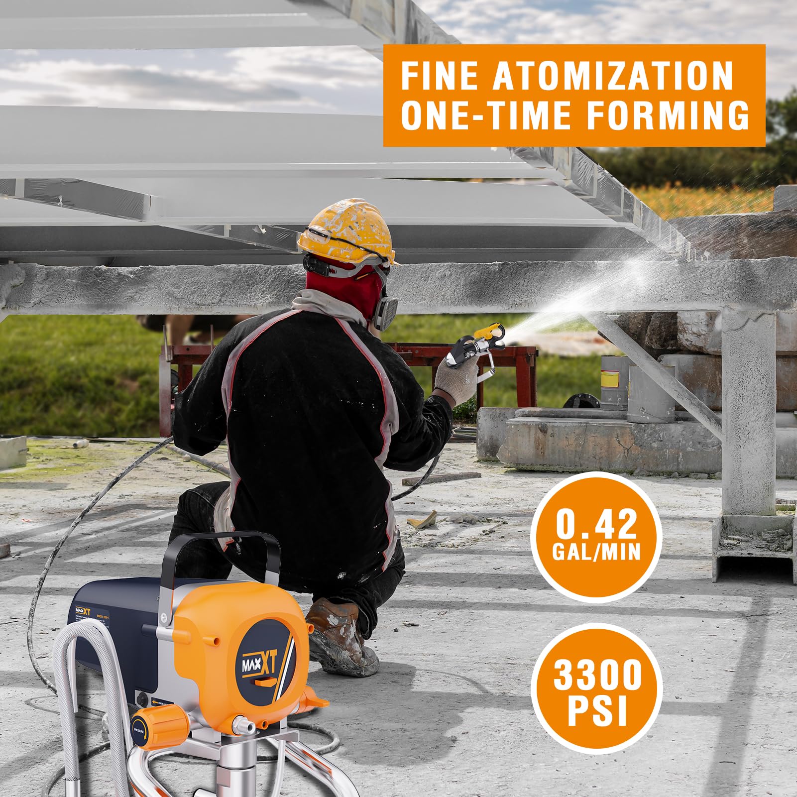 Airless Paint Sprayers, 3300PSI Motorized Paint Sprayer with Stand, High Efficiency Spray Paint Machine view 4