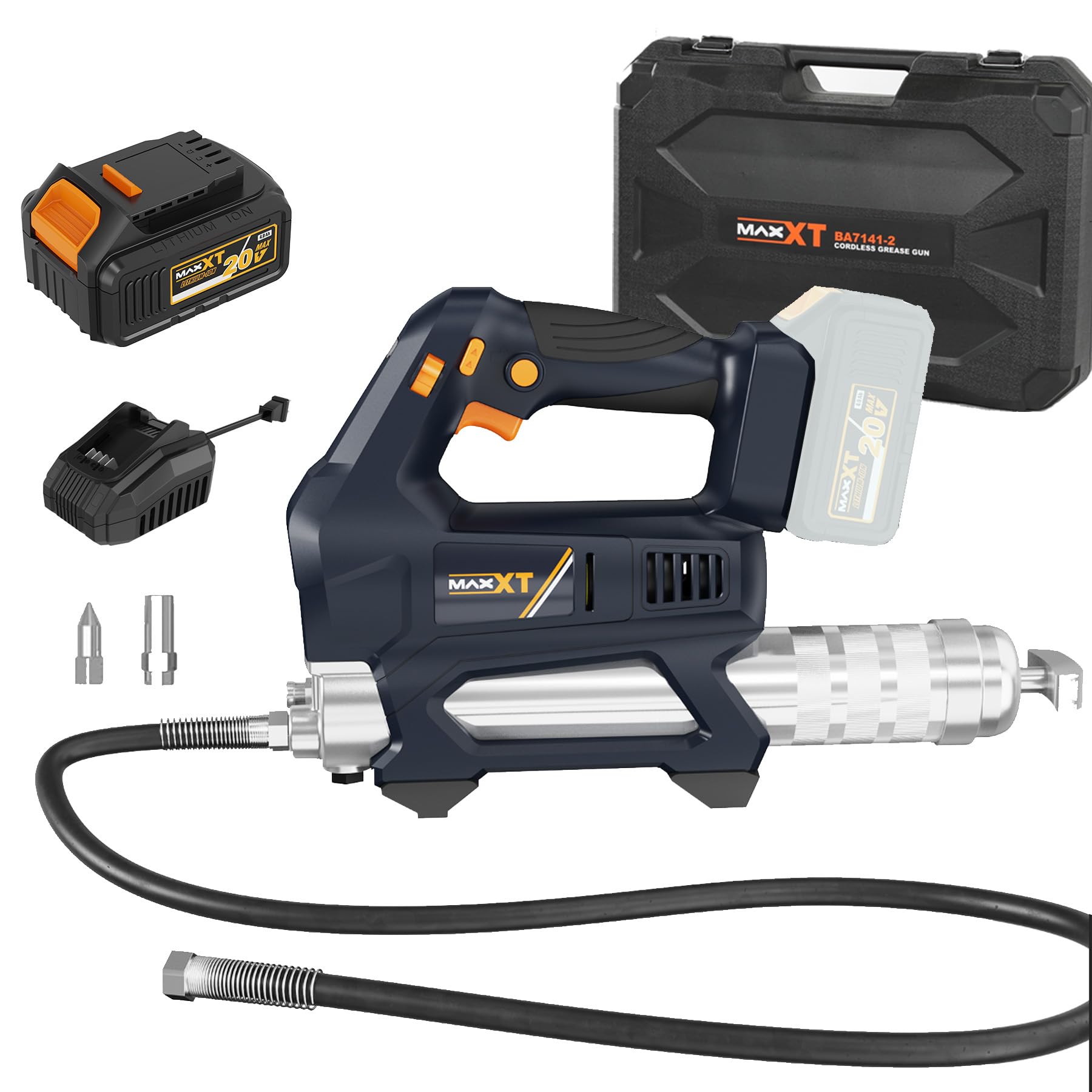Heavy Equipment Grease Gun Cordless, Max 20000 PSI 20V Grease Gun Battery Powered with 4.0Ah Battery and Quick Charger view 1