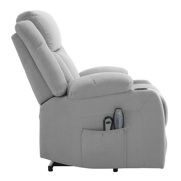 1pcs grey fabric electric elderly chair with 8-point massage belt heating 120kg indoor functional chair, UK