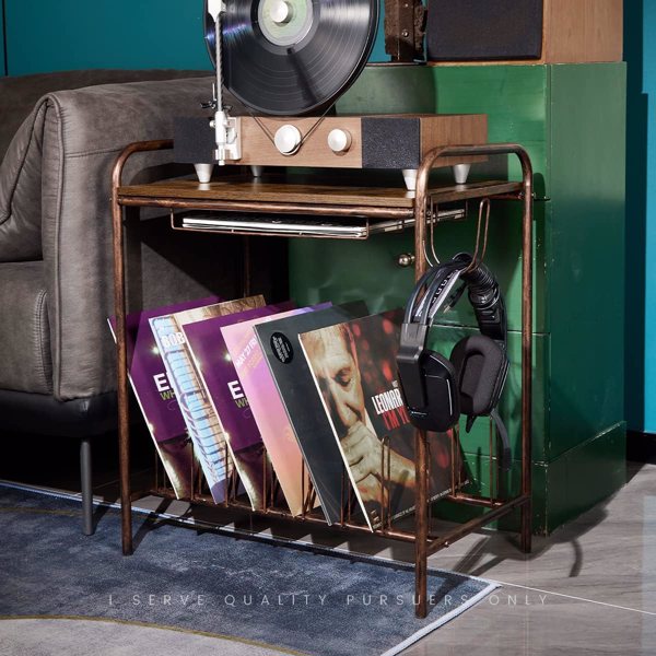 Record Player Stand,Turntable Stand,Record Player Table,Turntable Stand with Record Storage,Wooden Vinyl Record Stand,Antique brown