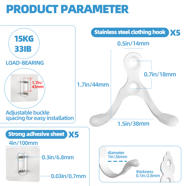 Stainless steel double-hung hooks for multi-functional use in bathroom entrance, living room and other areas