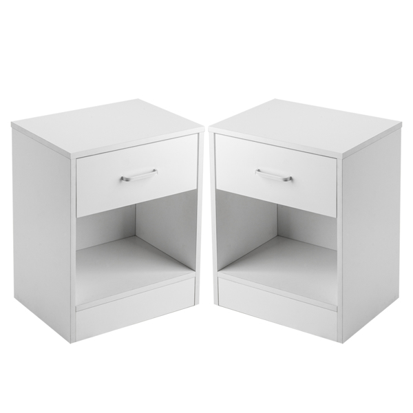 2pcs Night Stands with Drawer White