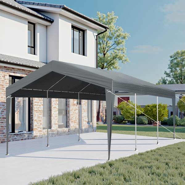 12X20FT  Carport Car Port Canopy Grey without Sidewalls