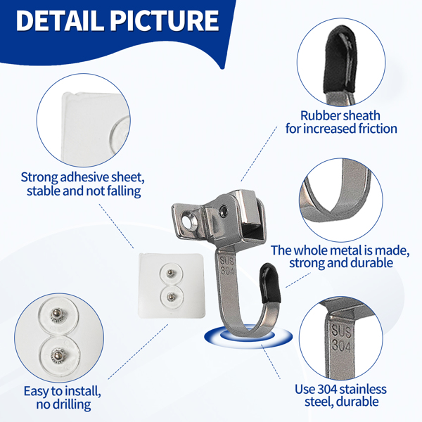 Stainless steel dual-purpose movable side-mounted top-loading hook for bathroom and kitchen load-bearing hook