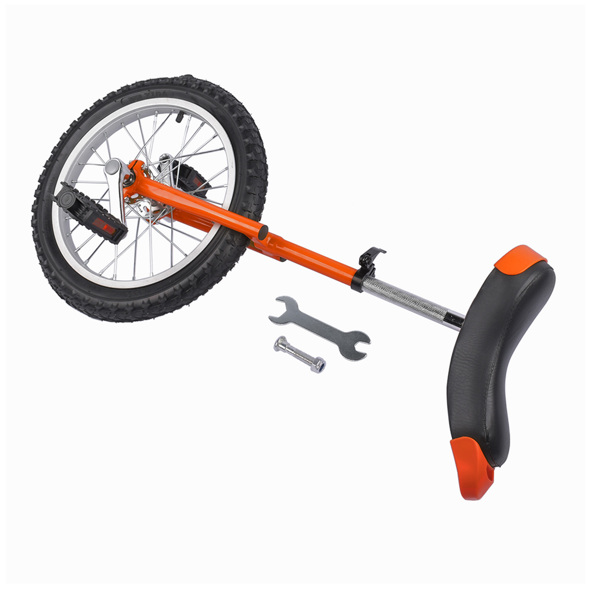 Height Adjustable Unicycle, 16 Inch Wheel Monocycle for Balance Exercise, Easy Assembly Singe Wheel Cycle for Circus Performance, Outdoor Fitness (Orange)