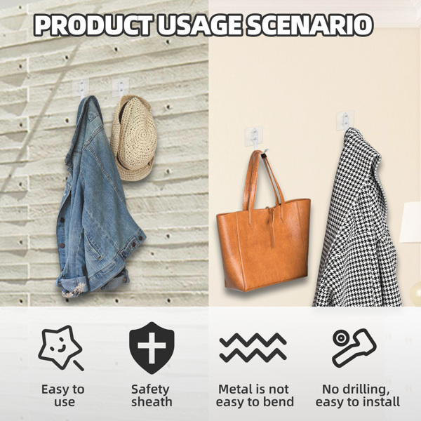 Hanging hooks for clothes, hats, small items in the bathroom, hotel kitchen, with no need for drilling. Decorative Huacu-shaped hooks