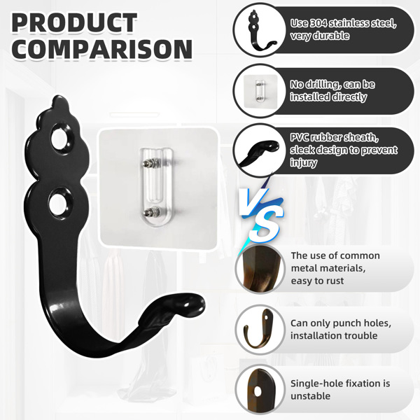 Hanging hooks for clothes, hats, small items in the bathroom, hotel kitchen, with no need for drilling. Decorative Huacu-shaped hooks