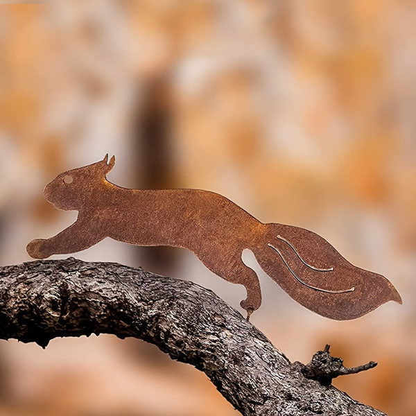 Rusty Squirrel Branch Insert - Unique Tree Decor for Garden, Patio & Outdoor Spaces - Charming and Fascinating Design to Enhance Your Natural Surroundings-Tracking numbers are not updated on Sundays