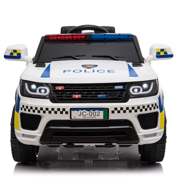  【Same Code：95123812】Dual Drive 12V 7Ah Police Car with 2.4G Remote Control White