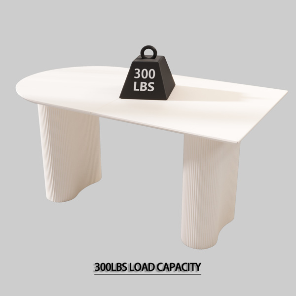 63英寸中世纪现代奶油风格MDF餐桌和PU餐椅套装6套。组装桌面和黑色金属腿餐椅套装，适用于家庭和厨房-14