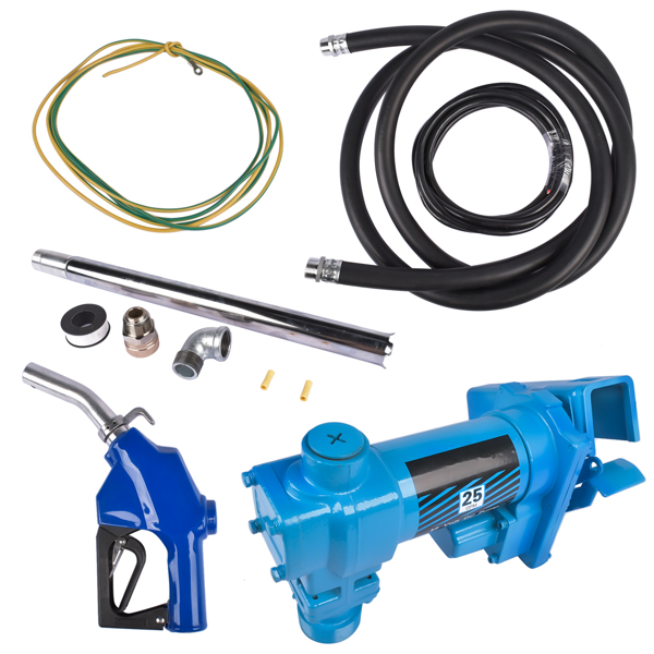 High Flow DC Fuel Pump 12 Volt with Automatic Nozzle for Gasoline Kerosene-Blue 