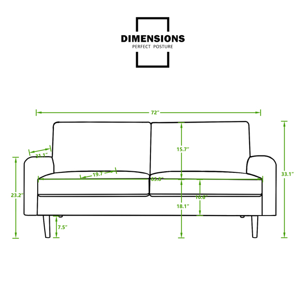 72 英寸天鹅绒圆臂扶手公寓沙发-2