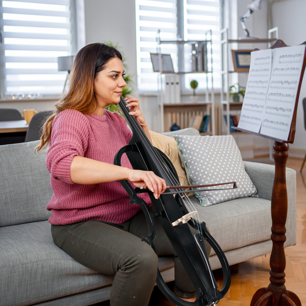 【Replace 54346321】Full Size 4/4 Electric Style Cello with Case Bow Rosin Earphone Connecting line