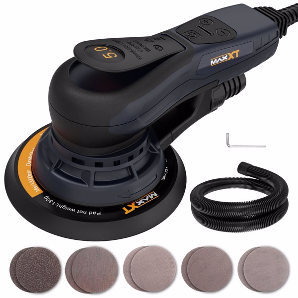 Electric 5mm Random Orbital Sander Brushless 350W 3A Multi-function Variable Speed Electric Corded Orbital Sanders Machine with 10 Sanding Paper for Woodworking (R7303-5.0mmOrbit)[Unable to ship on we