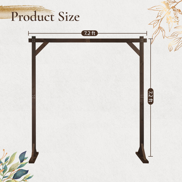 7.2FT Wooden Wedding Arch, Square Wood Arch Wedding Arbor Backdrop Stand for Indoor Outdoor Ceremony Party Proposal Scene Garden Beach Forest Rustic Boho Decoration