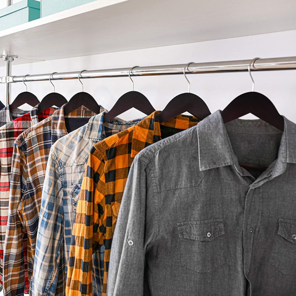 20 - Pack Walnut Wood Hangers: Heavy - Duty, Non - Slip, Ideal for Suits, Jeans & Shirts - Space - Saving Closet Organizers