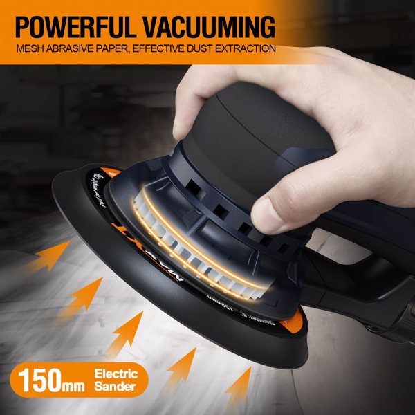 Electric 5mm Random Orbital Sander with Tool Case, Variable Speed Palm Sander with Brushless Motor, 5&6Inch Sanding Pads, Sanders for Woodworking, Primary Wood and Panel Processing[Unable to ship on w