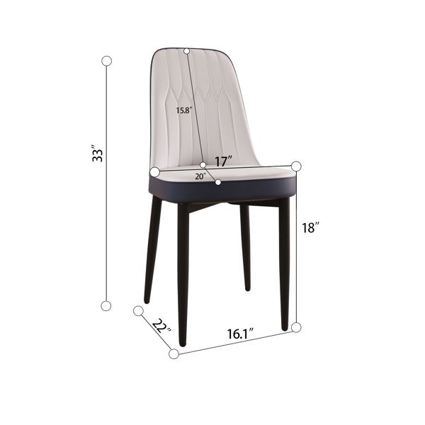63英寸中世纪现代奶油风格MDF餐桌和PU餐椅套装4套。组装桌面和黑色金属腿餐椅套装，适用于家庭和厨房-15