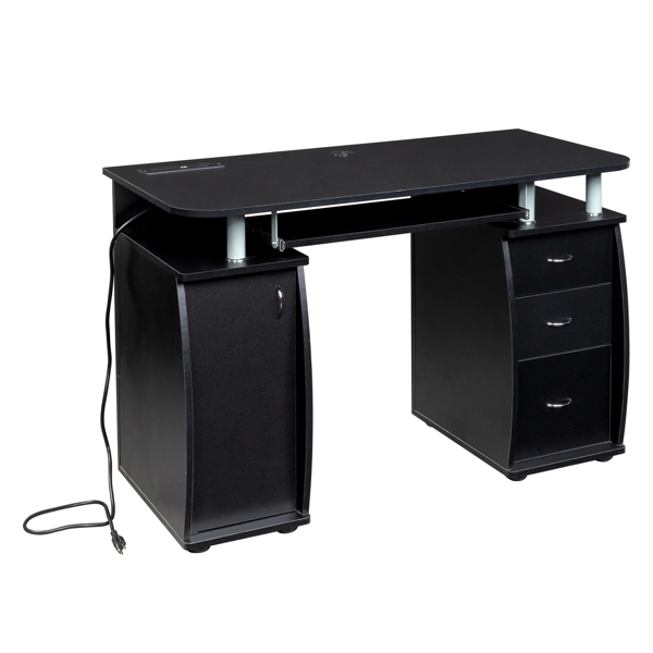 FCH  115* 55*74cm  Black PB Wood 15mm Portable 1pc Door with 3pcs Drawers Computer Desk