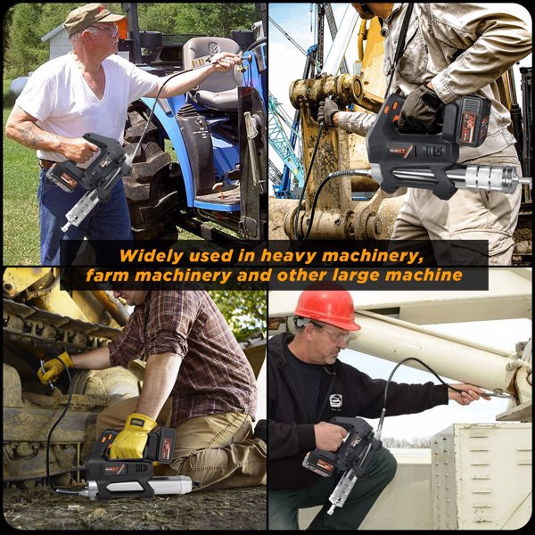 Heavy Equipment Grease Gun Cordless, Max 20000 PSI 20V Grease Gun Battery Powered with 4.0Ah Battery and Quick Charger, 40” Long Hose and LED Light, 6 Speed Electric Grease Gun[Unable to ship on weeke